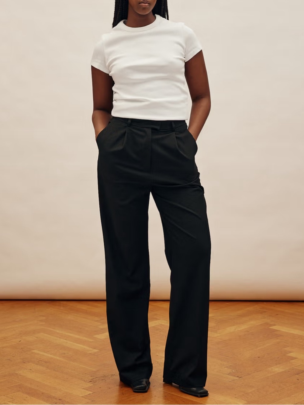 Djerf Avenue Ur An Angel Trousers Black XS Wide Leg Pleated Pants